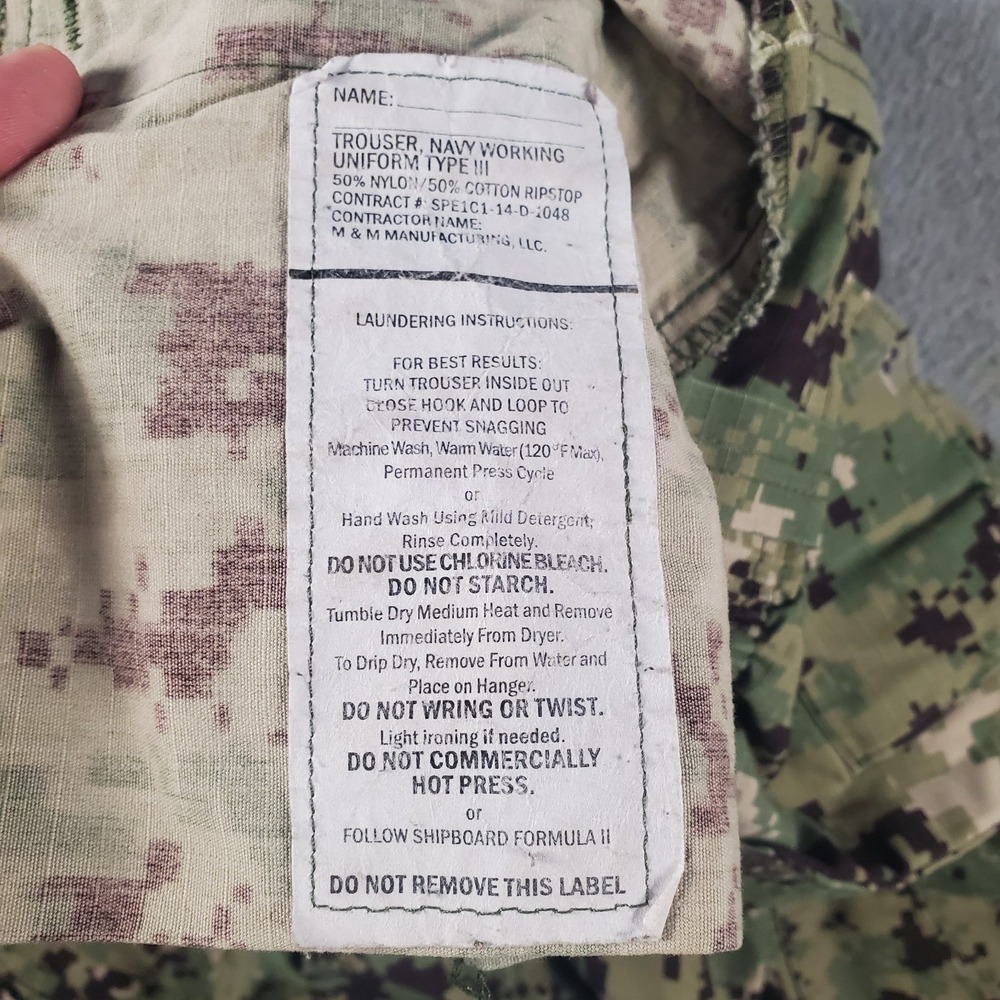 Military Pants Mens Small Regular 28X31 NWU‎ Type III Navy Seals Camo Cargo - Picture 8 of 13